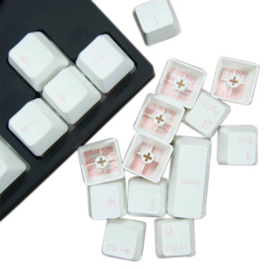 Tai-Hao Double Shot ABS White/Pink Text - Full 104 Keys