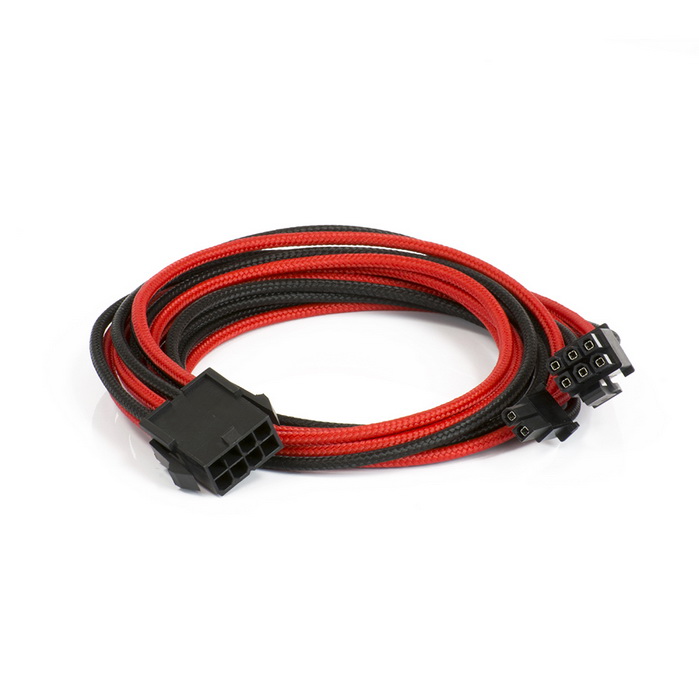 Phanteks PCI E 8 Pin To 62 Pin Extension 500mm BlackRed Sleeved Cable Phanteks PCI-E 8-Pin To 6+2-Pin Extension 500mm - Black/Red Sleeved Cable