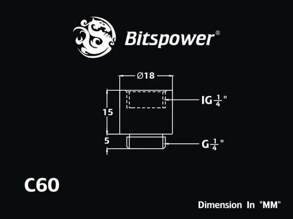 bitspower g14 matt black ig14 extender 15mm Bitspower G1/4'' Matt Black IG1/4'' Extender-15MM