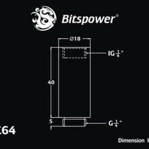 bitspower g14 matt black ig14 extender 40mm Bitspower G1/4'' Matt Black IG1/4'' Extender-40MM