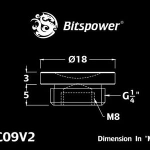 bitspower g14 matt black low profile stop fitting v2 Bitspower G1/4'' Matt Black Low-Profile Stop Fitting V2