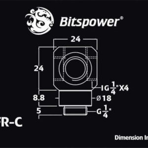 bitspower g14 matt black q plus rotary ig14 x4 extender Bitspower G1/4'' Matt Black Q Plus-Rotary IG1/4''X4 Extender