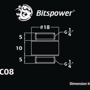 Bitspower G1/4'' Silver Shining Dual G1/4'' Fitting
