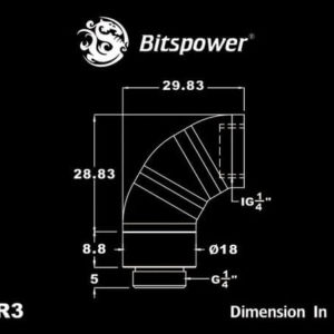 Bitspower G1/4'' Silver Shining Triple Rotary 90-Degree IG1/4'' Extender