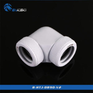 Bykski White 90 Double Head Fast Tight Joints - B-HTJ-DB90V2-WH