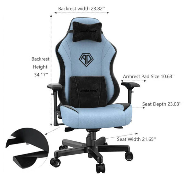 Andaseat T Pro 2 Smooth Line Fabric Gaming Chair Blue Spec Andaseat T Pro 2 Smooth Line Fabric Gaming Chair (blue) Spec
