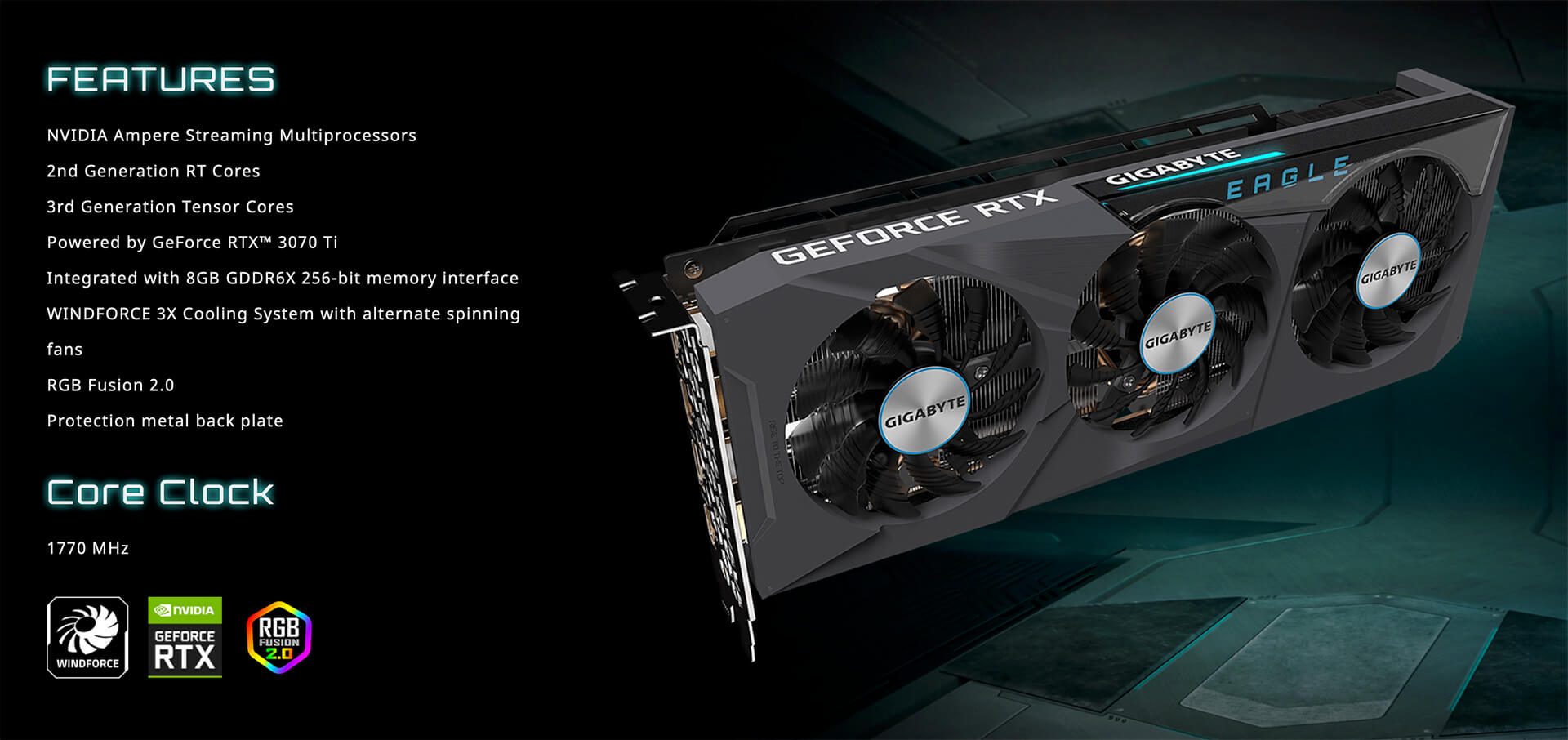 Gigabyte GeForce RTX™ 3070 Ti EAGLE 8GB GDDR6X Gigabyte GeForce RTX™ 3070Ti EAGLE 8GB GDDR6X