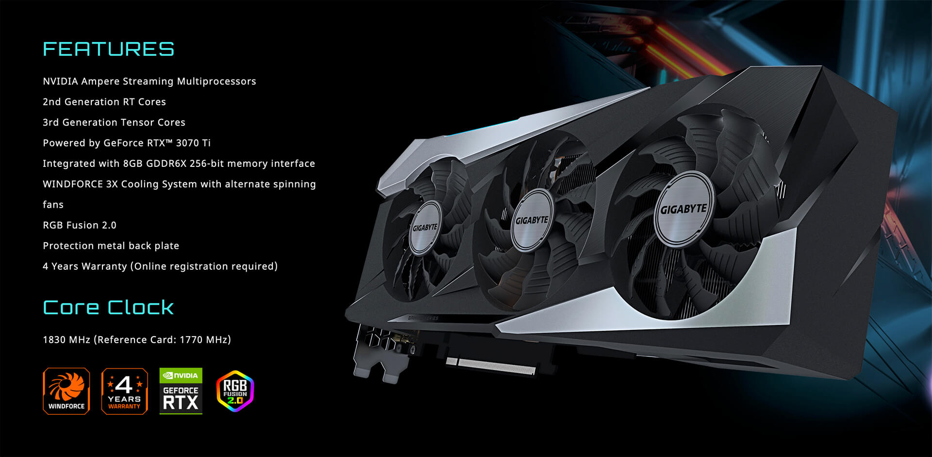 Gigabyte GeForce RTX™ 3070 Ti GAMING OC 8GB GDDR6X Gigabyte GeForce RTX™ 3070Ti GAMING OC 8GB GDDR6X