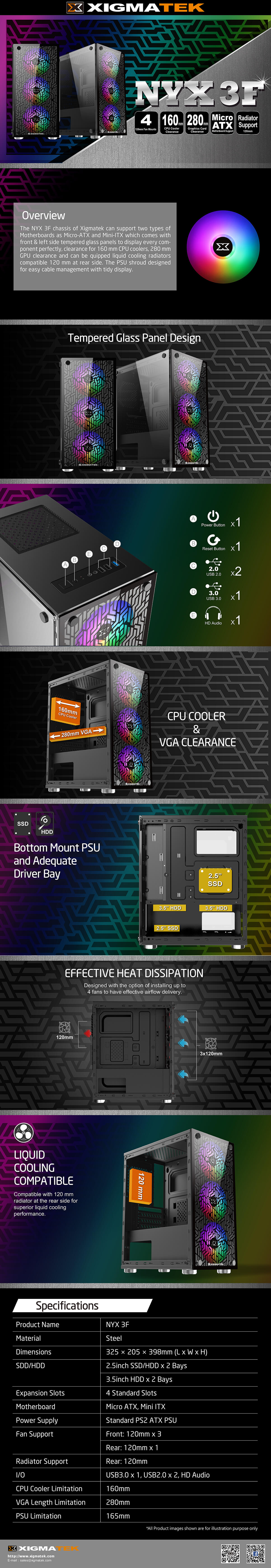 XIGMATEK NYX-3F RGB - M-ATX - Mini Tower