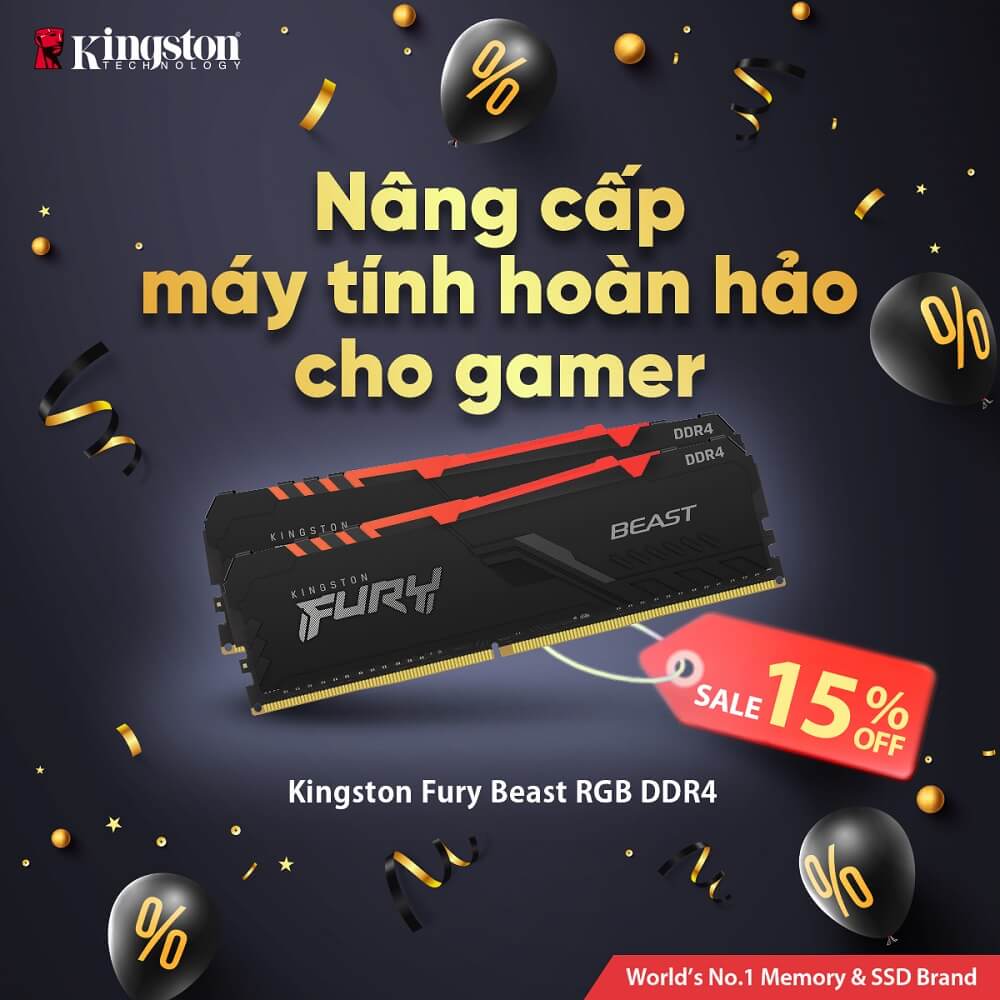 Kingston Fury Beast RGB BF Kingston Fury Beast RGB - 16GB (2x8GB) DDR4 - Bus 3600MHz Cas 17
