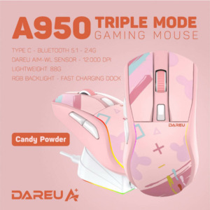 DAREU A950 Triple Mode Candy Pink - Superlight Gaming Mouse