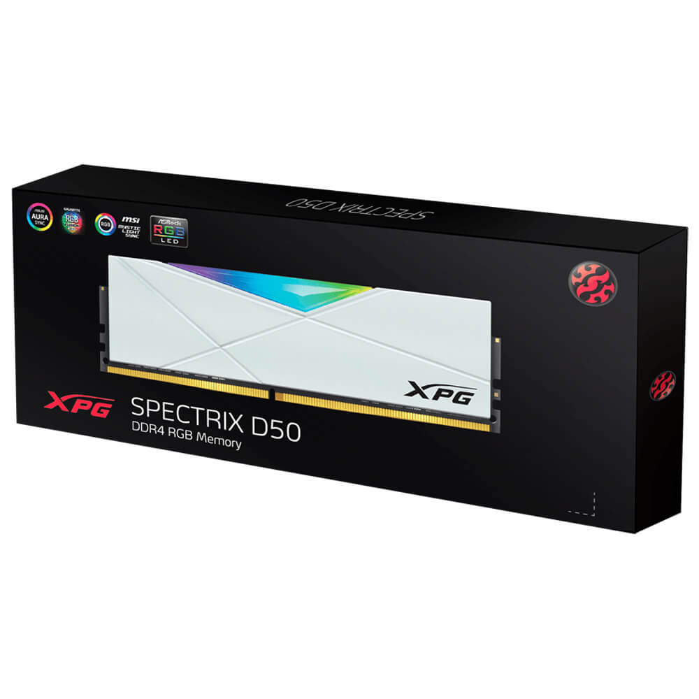 Adata SPECTRIX D50 RGB White – 8GB 1x8GB DDR4 – Bus 3200Mhz Cas 16 H2 Adata SPECTRIX D50 RGB White - 8GB (1x8GB) DDR4 - Bus 3200Mhz Cas 16 - Ảnh 2