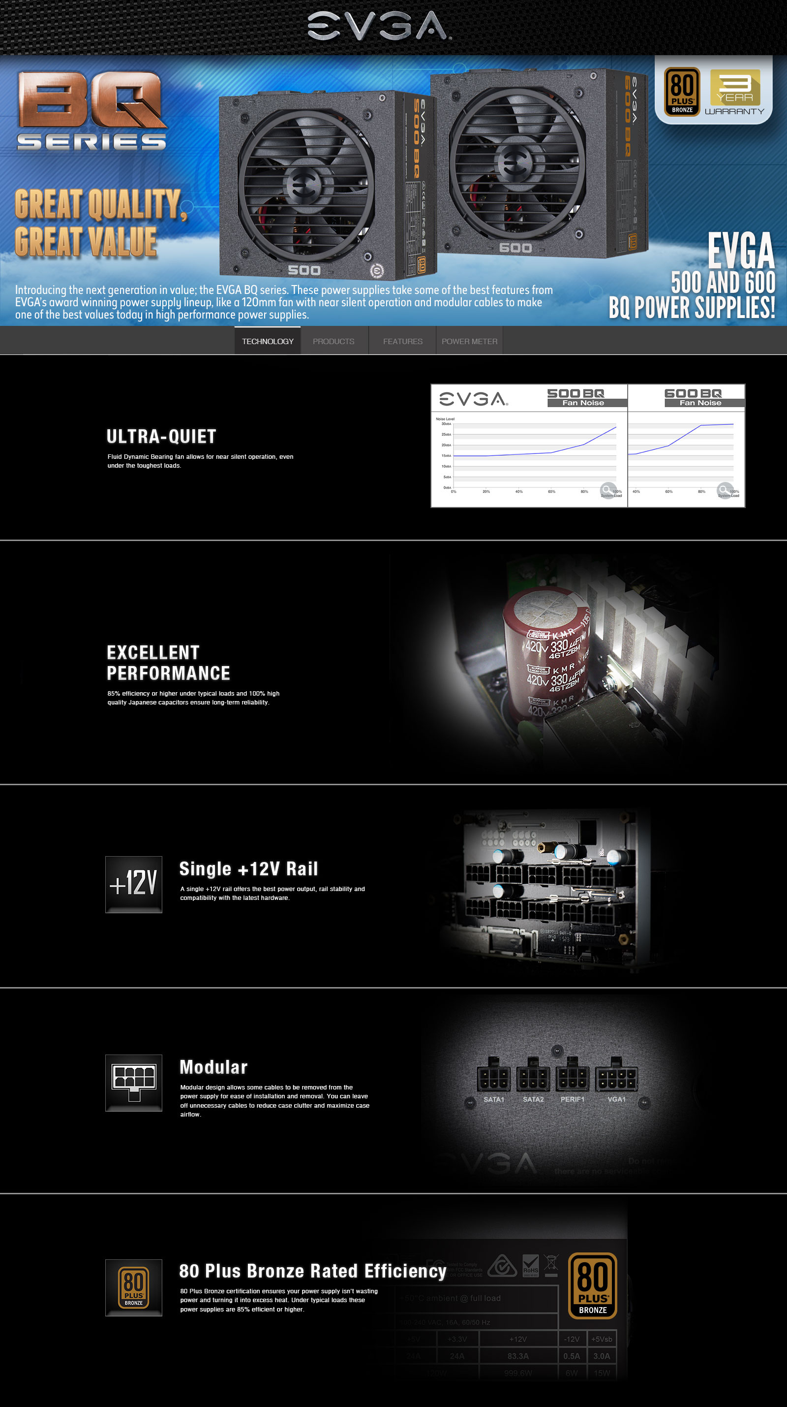 EVGA 600 BQ - 80+ BRONZE 600W - Semi Modular