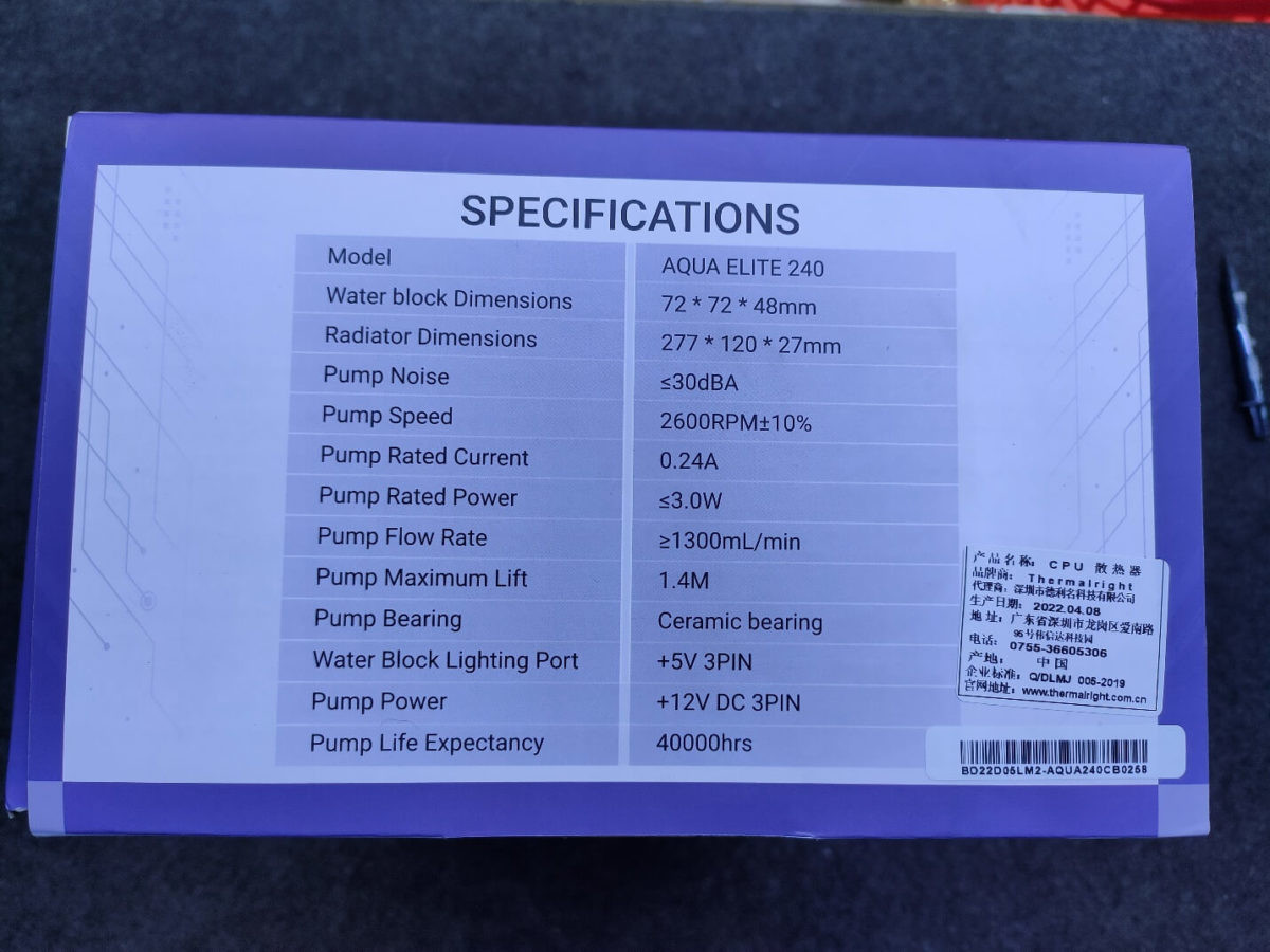 Thermalright Aqua Elite 240 ARGB Black - AIO CPU Cooler