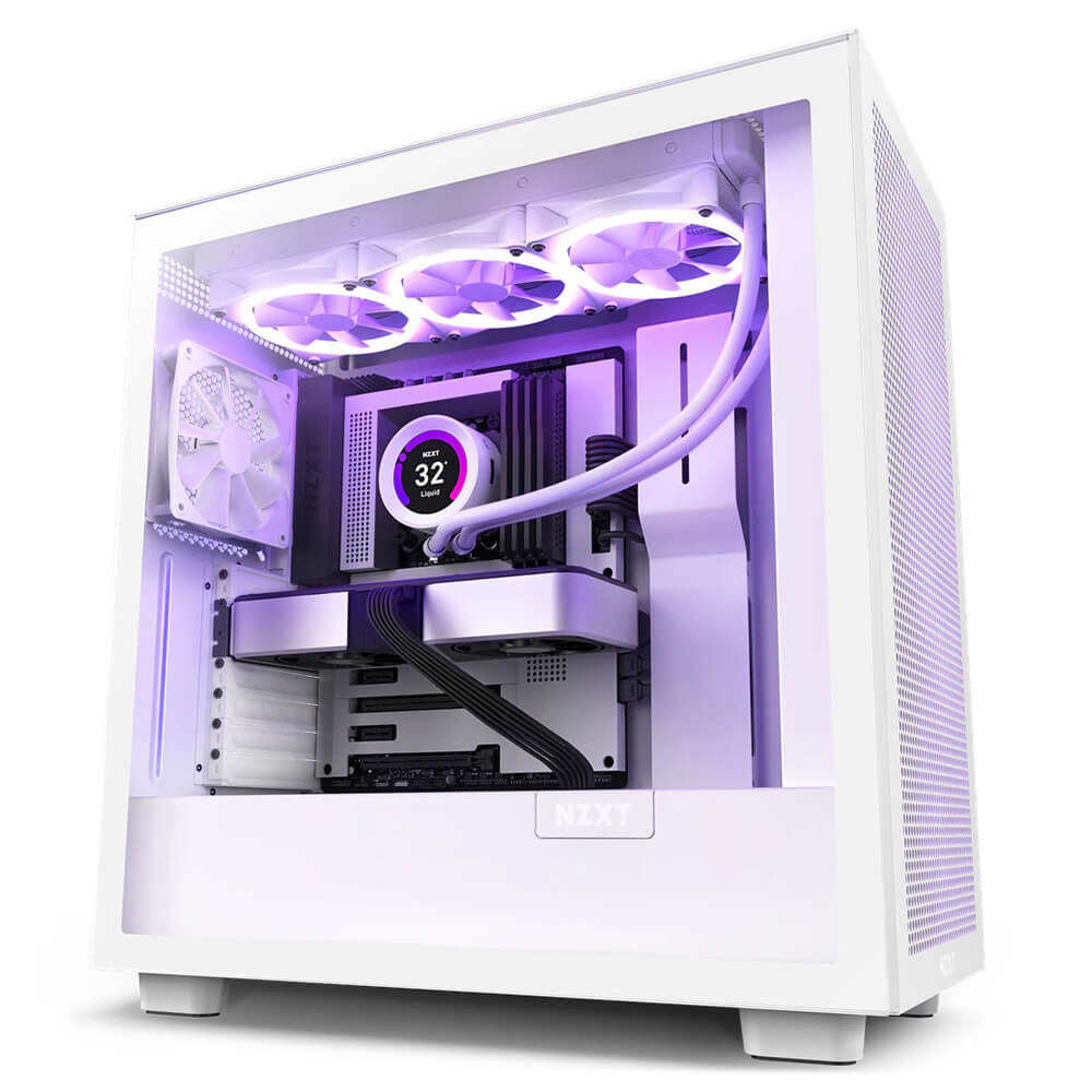NZXT H7 Flow Matte White H1 NZXT H7 Flow - White - Mid-Tower Airflow Case