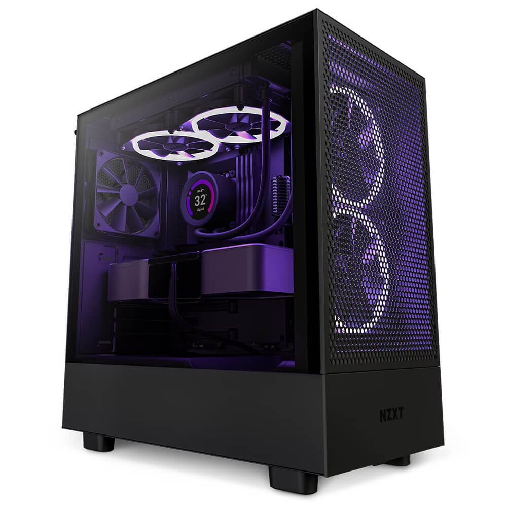 NZXT H5 Flow Matte Black H01 NZXT H5 Flow - Black - Compact Mid-tower Airflow Case