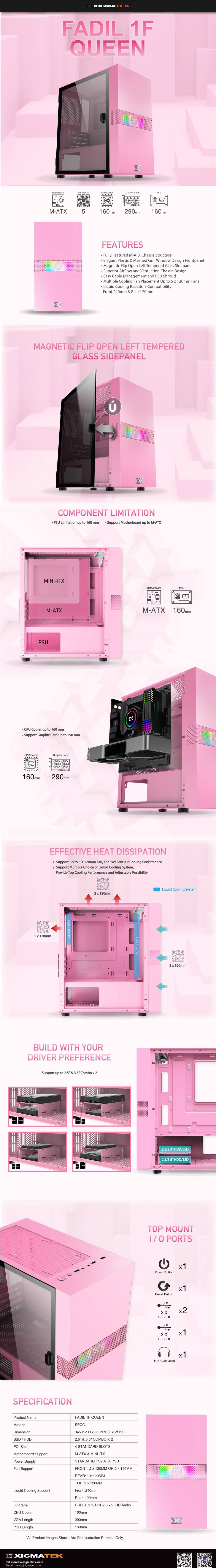 XIGMATEK FADIL QUEEN 1F - M-ATX Case (1x Fan)