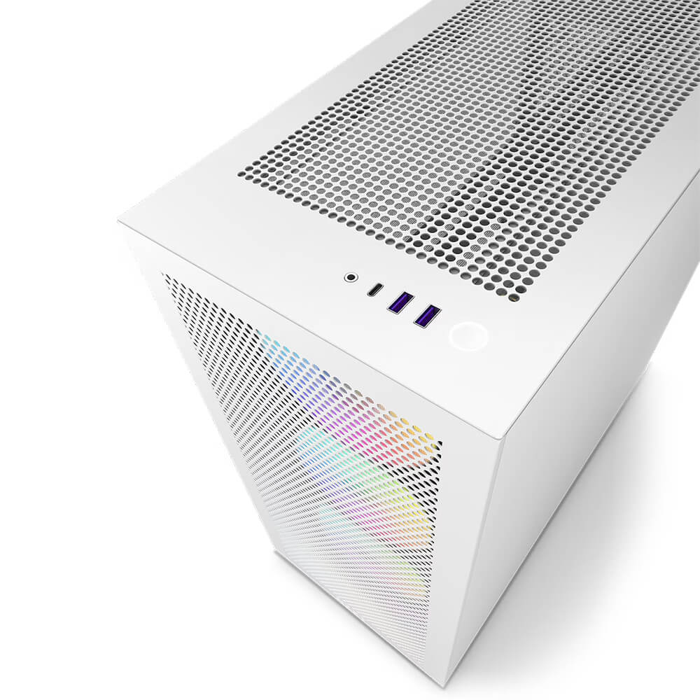 NZXT H7 Flow RGB Matte White H3 NZXT H7 Flow RGB Matte White - ATX Mid-Tower with RGB Fans - Ảnh 3