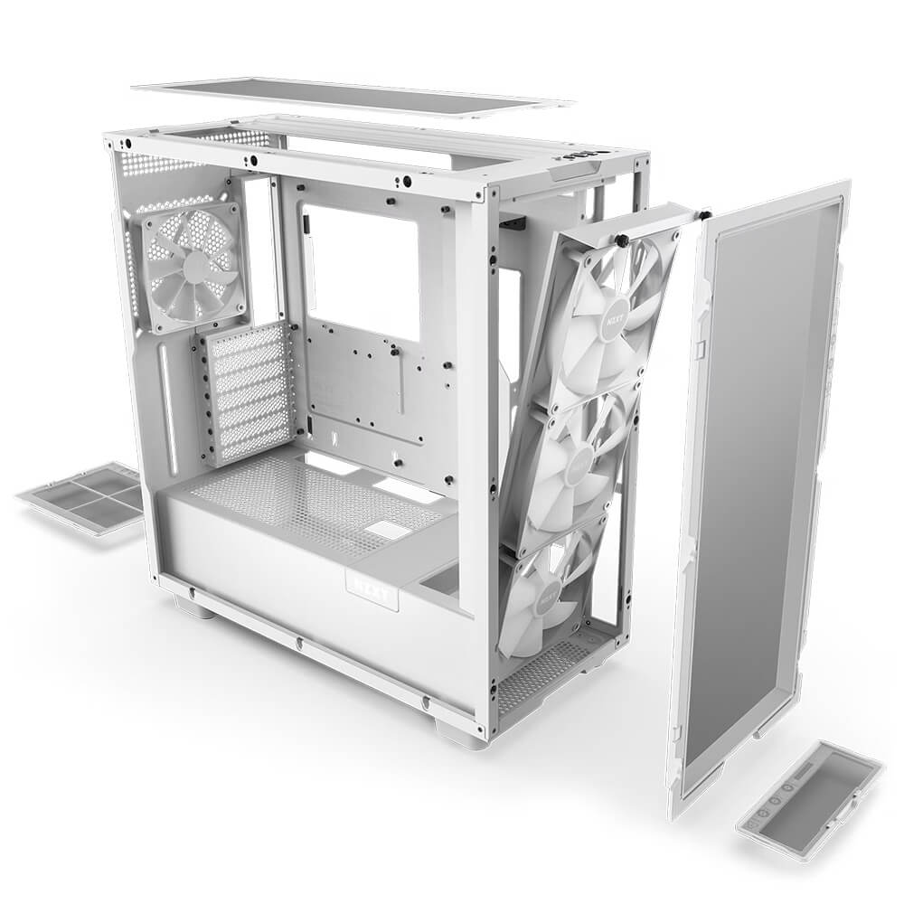 NZXT H7 Flow RGB Matte White H6 NZXT H7 Flow RGB Matte White - ATX Mid-Tower with RGB Fans - Ảnh 6