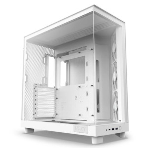 NZXT H6 Flow Matte White - Compact Dual-Chamber Mid-Tower Airflow Case
