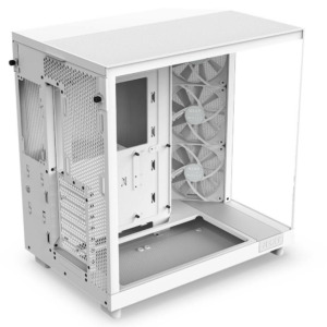 NZXT H6 Flow Matte White - Compact Dual-Chamber Mid-Tower Airflow Case