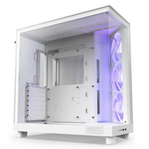 NZXT H6 Flow RGB Matte White - Compact Dual-Chamber Mid-Tower Airflow Case with RGB Fans