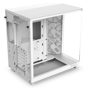 NZXT H6 Flow RGB Matte White - Compact Dual-Chamber Mid-Tower Airflow Case with RGB Fans