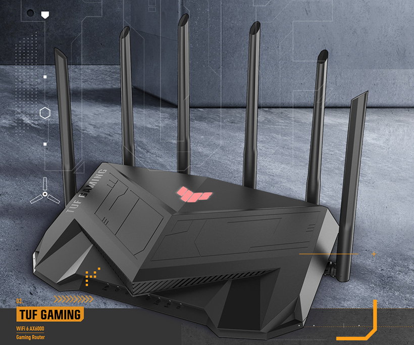 Asus TUF Gaming AX6000 - AX6000 Dual Band | Ultrafast WiFi 6 (802.11ax) | 6 Antenna | Router WiFi có thể mở rộng