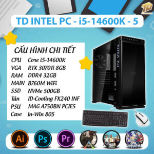 TD INTEL PC (i5 14600K, B760M, 3070Ti, 32GB DDR4, SSD 500GB, HDD 2TB)