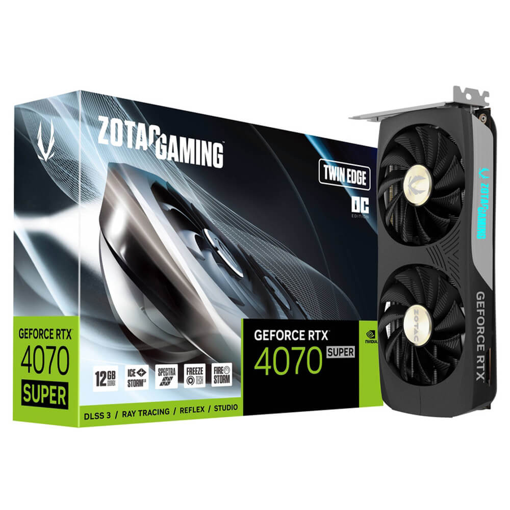 ZOTAC GAMING GeForce RTX 4070 SUPER Twin Edge OC 12GB GDDR6X H1 ZOTAC GAMING GeForce RTX 4070 SUPER Twin Edge OC - 12GB GDDR6X