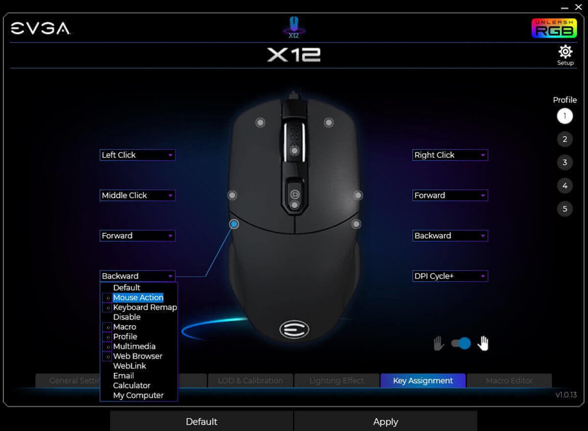 EVGA X12 Gaming Mouse - 8K - Wired - White - Customizable - Dual Sensor - 16,000 DPI - 5 Profiles - 8 Buttons - Ambidextrous Light Weight - RGB