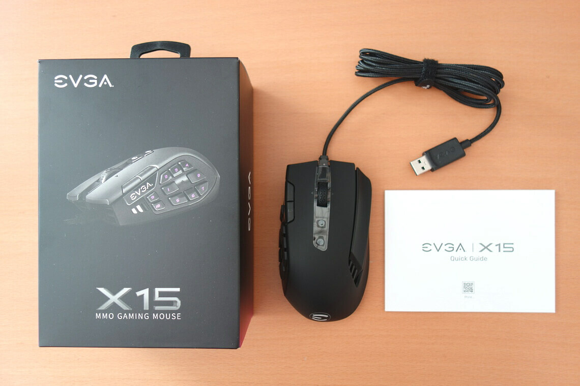 EVGA X15 MMO Gaming Mouse - 8k - Wired - Black - Customizable - 16,000 DPI - 5 Profiles - 20 Buttons - Ergonomic