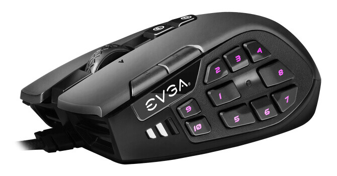 EVGA X15 MMO Gaming Mouse - 8k - Wired - Black - Customizable - 16,000 DPI - 5 Profiles - 20 Buttons - Ergonomic
