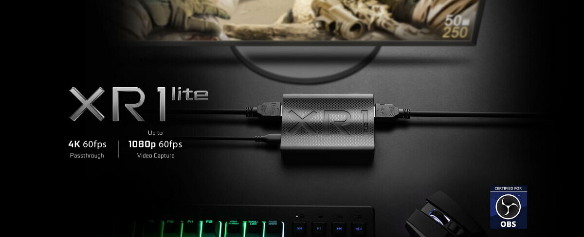 EVGA XR1 Lite Capture Card - Certified for OBS - USB 3.0 - 4K Pass Through