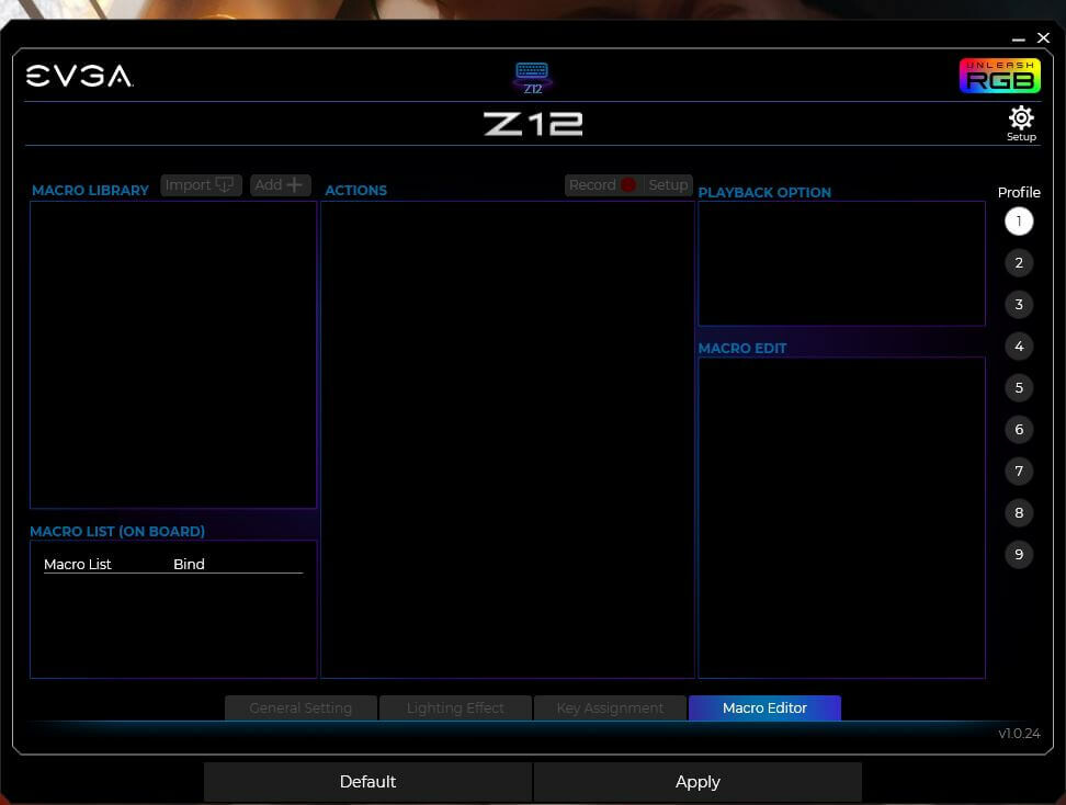 EVGA Z12 - RGB Gaming Keyboard - RGB Backlit LED - 5 Programmable Macro Keys - Dedicated Media Keys - Water Resistant