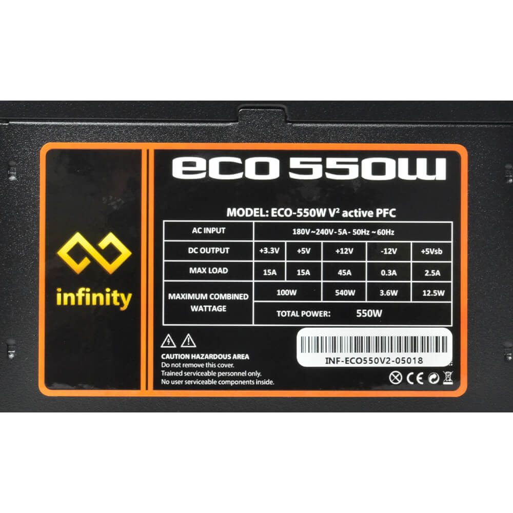 Infinity ECO 550W V2 H7 Infinity ECO 550W V2 – DC to DC – Hiệu suất 85% – Active PFC – Single Rail - Ảnh 7
