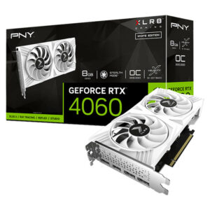 PNY GeForce RTX™ 4060 8GB XLR8 Gaming VERTO™ Dual Fan OC White Edition DLSS 3 - 8GB GDDR6VGA-4060-XLR8-X2-O8G