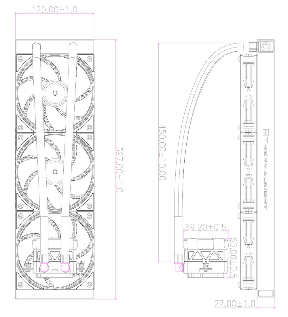 Thermalright Frozen Warframe 360 ARGB Spec Thermalright Frozen Warframe 360 BLACK ARGB - AIO CPU Cooler