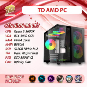 TD AMD PC (R5-5600X, RTX 3050, B550M, 32GB DDR4, SSD 512GB)