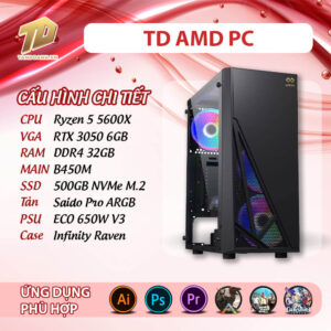 TD AMD PC (R5-5600X, RTX 3050, B450M, 32GB DDR4, SSD 500GB)