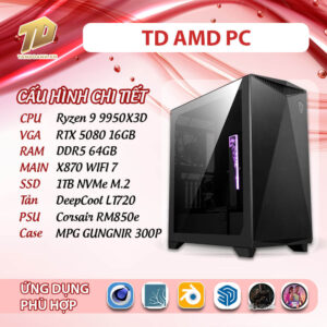 TD AMD PC (R9-9950X3D, X870, 64GB DDR5, RTX 5080, SSD 1TB)