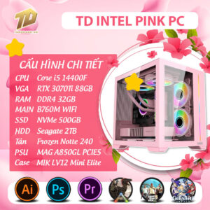 TD INTEL PINK PC (i5 14400F, B760M, RTX 3070Ti, 32GB DDR4, SSD 500GB, HDD 2TB)