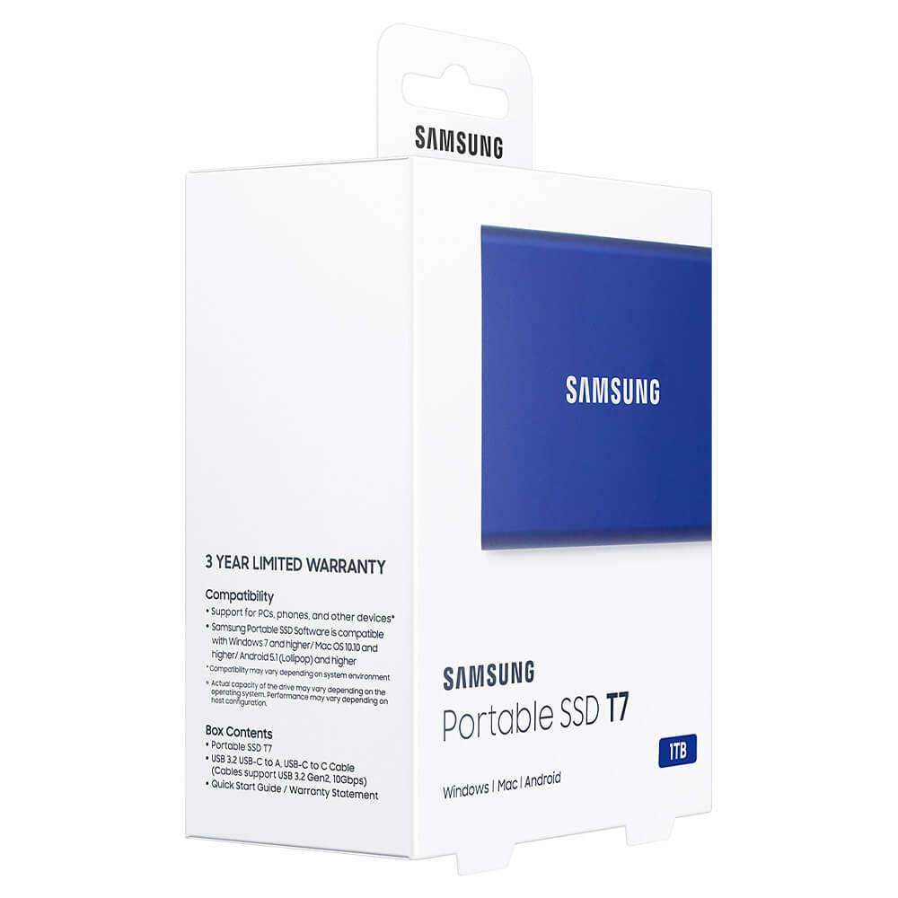 Samsung T7 Portable Blue 1TB H3 Samsung T7 Portable 1TB Blue - Portable SSD USB 3.2 Gen 2 - MU-PC1T0H/WW - Ảnh 7