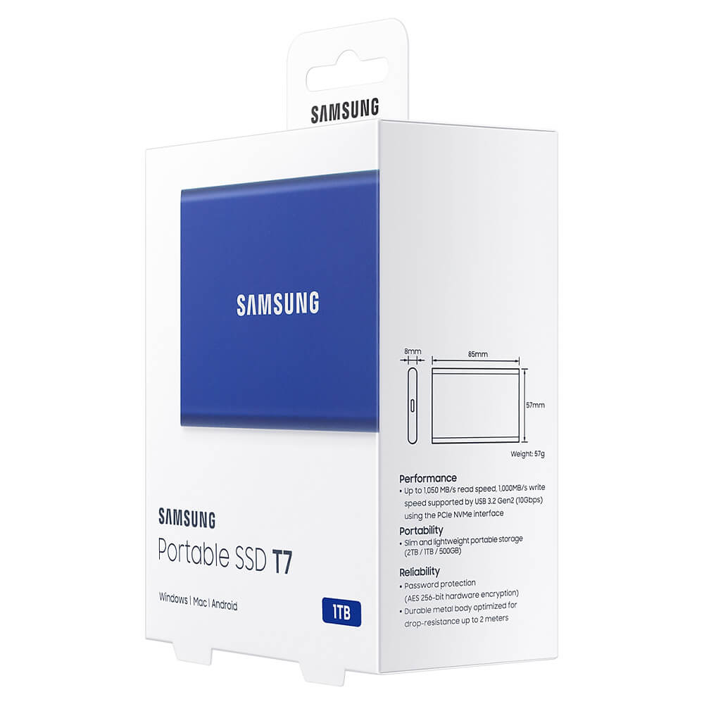 Samsung T7 Portable Blue 1TB H4 Samsung T7 Portable 1TB Blue - Portable SSD USB 3.2 Gen 2 - MU-PC1T0H/WW - Ảnh 8