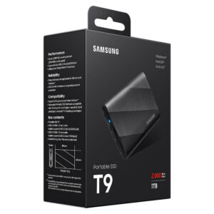 Samsung T9 Portable 1TB Black - Portable SSD USB 3.2 Gen 2x2 - MU-PG1T0B/WW