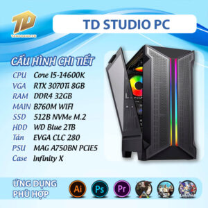 TD STUDIO PC (i5-14600K, B760M, RTX 3070Ti, 32GB DDR4, SSD 512GB, HDD 2TB)