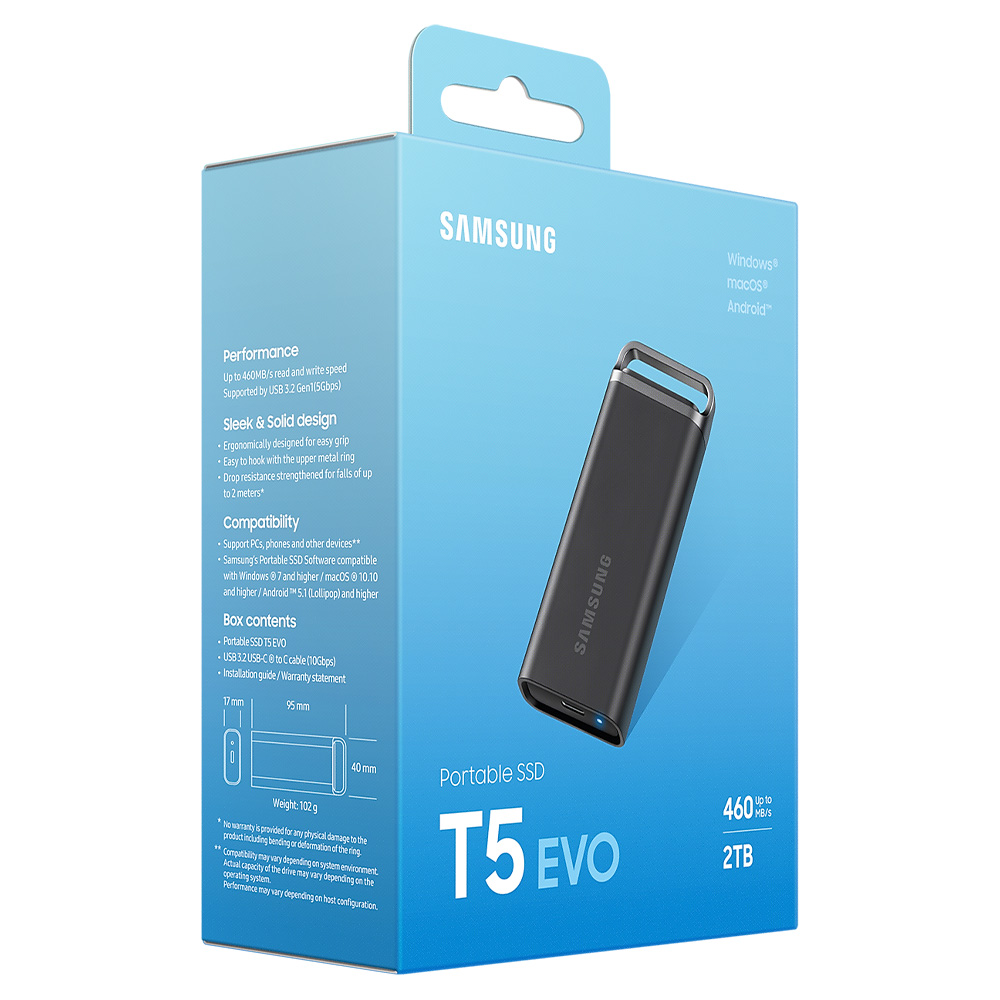 Samsung T5 EVO Portable 2TB Black H2 Samsung T5 EVO Portable 2TB Black - Portable SSD USB 3.2 Gen 1 - MU-PH2T0S/WW - Ảnh 4