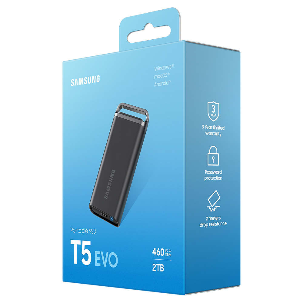 Samsung T5 EVO Portable 2TB Black H3 Samsung T5 EVO Portable 2TB Black - Portable SSD USB 3.2 Gen 1 - MU-PH2T0S/WW - Ảnh 3