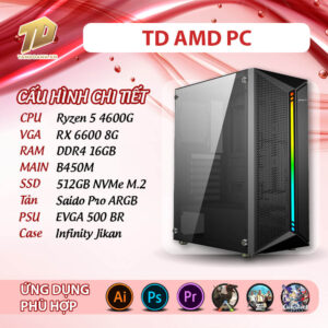 TD AMD PC (R5-4600G, B450M, 32GB DDR4, RX6600, SSD 500GB)