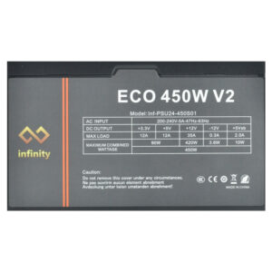 Infinity ECO 450W V2 H06 Infinity ECO 450W V2 – DC to DC – Hiệu suất 85% – Active PFC – Single Rail